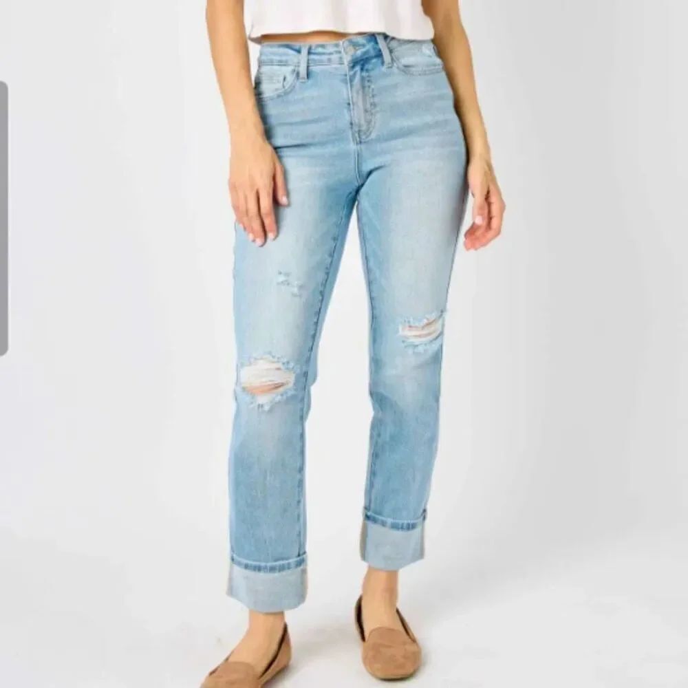 Judy Blue Americana Flag Boyfriend Jeans